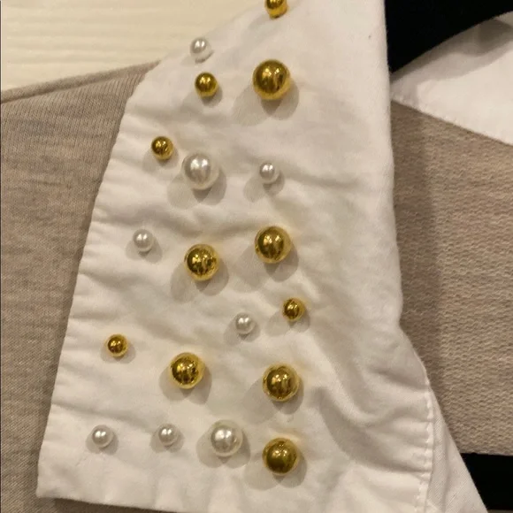 Chic Beige Sweater Dress with White Collar - Picture 3 of 10